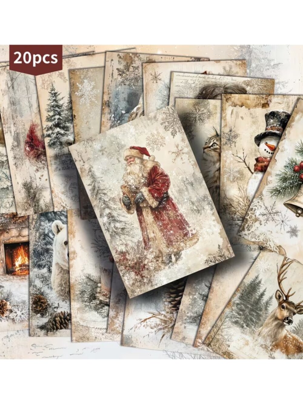 Pinup Holiday Cheer Vintage Postcard Set – 20-Pack Winter Christmas Collectibles